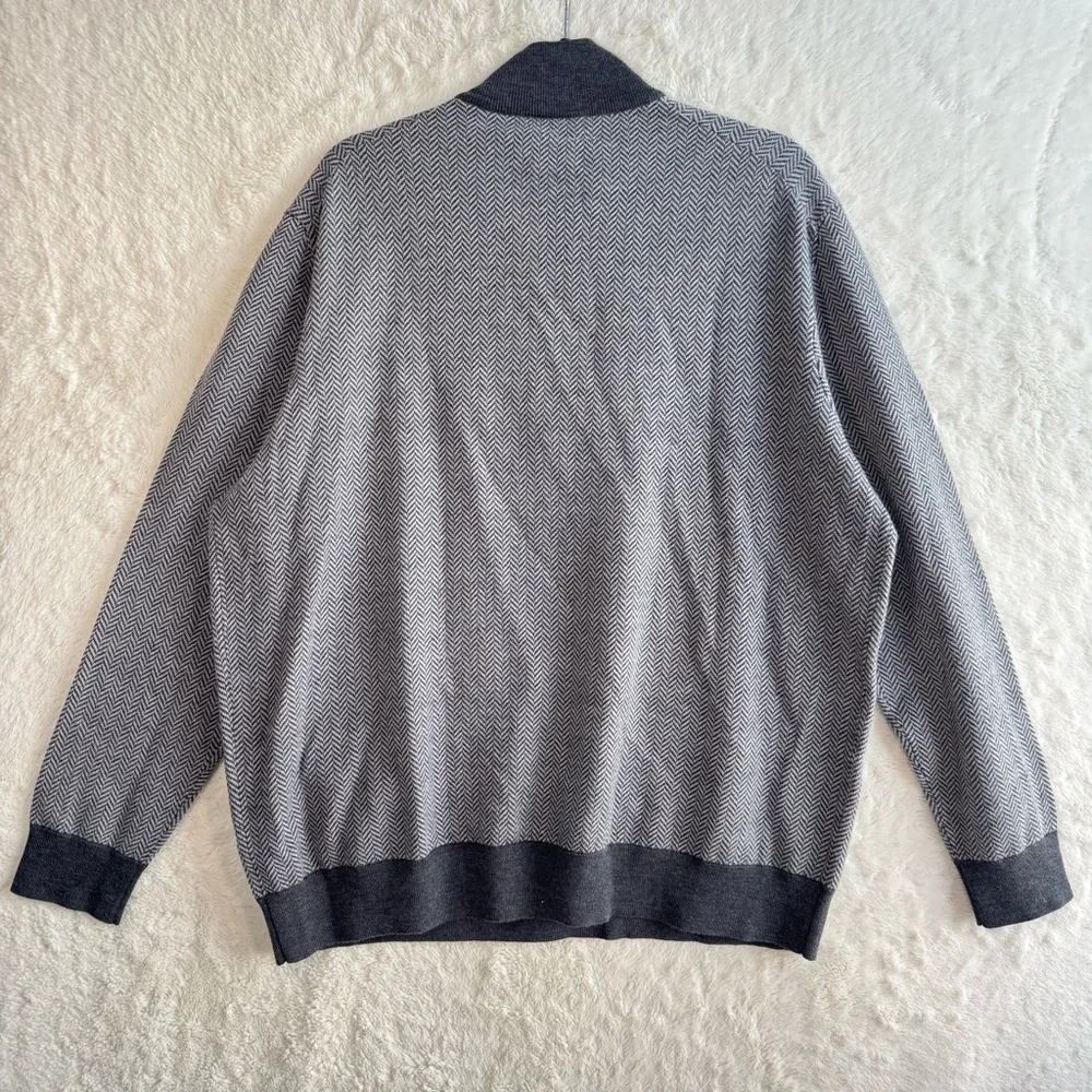 UNTUCKit Belguardo Herringbone Quarter Zip Mens XXL Gray Merino Wool Classic NEW